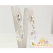 Жіночі сережки срібні з прозорим кристалом Swarovski 2402с